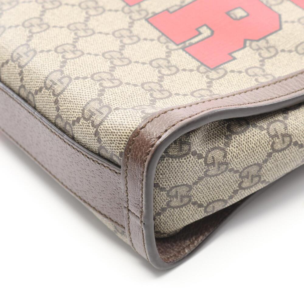Gucci Beige Tote Brown Canvas GG Supreme Multicolor Leather Bag - Picture 5 of 7